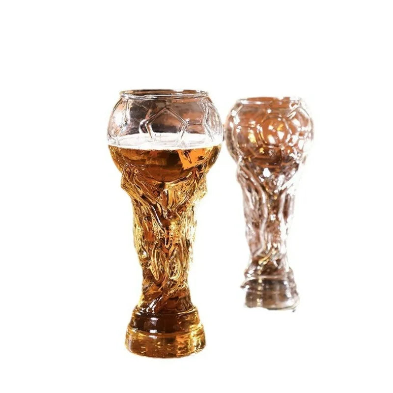 Beer Glass Cup Soccer Themed Premium Style Trophy Style for Man Cave Decor Home Bar Drinking Football Fan Unique Gift
