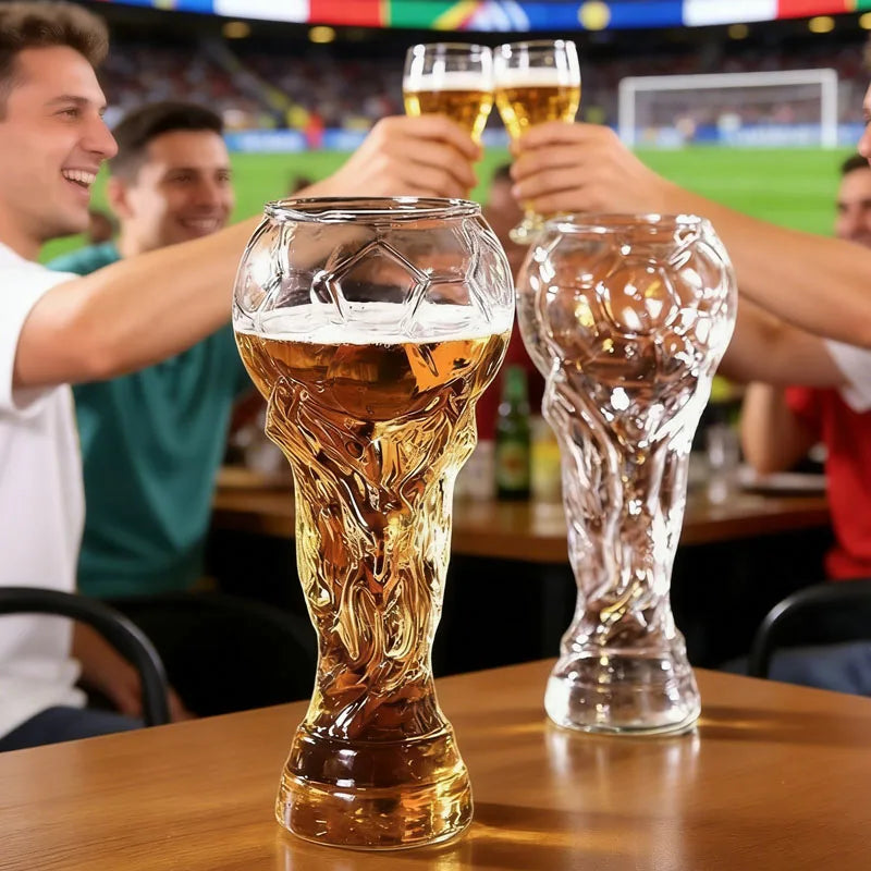 Creative Football Shaped Beer Mug Large Capacity Unique Bar Glass for Beer Soda Juice Gift for Soccer Fans Pub Drinkware